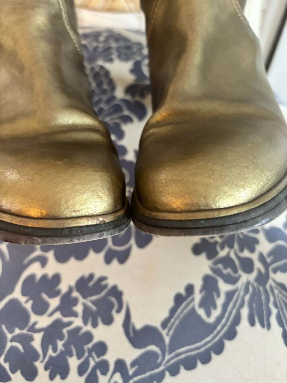 Chanel Metallic Gold Leather CC Tall Boots - Picture 9 of 16